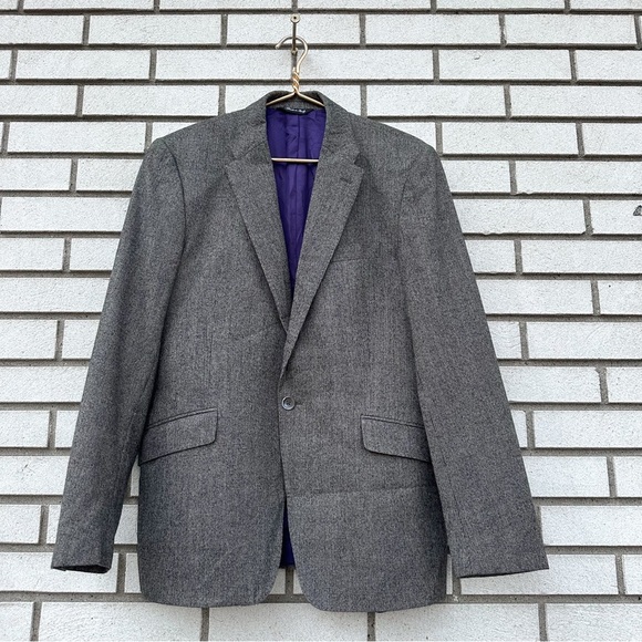 Paul Smith London Gray The Byard Herringbone Blazer Wool Single-Breasted Jacket - Picture 1 of 13